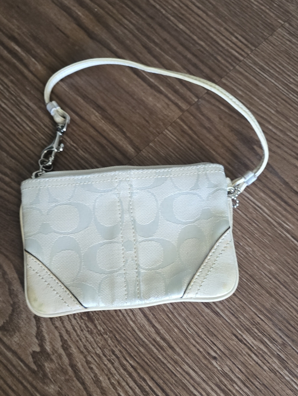 Coach Cream Signature Wristlet Clutch